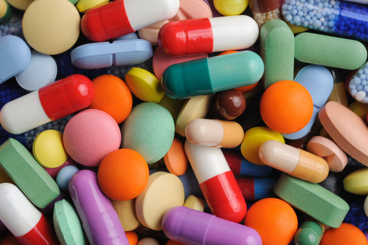 Assorted colourful pills