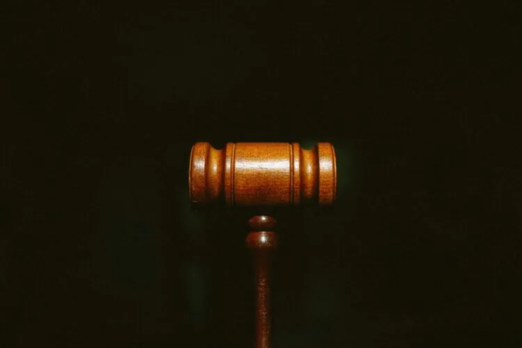 gavel on black background