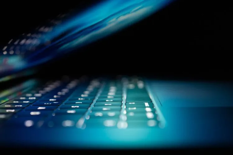 laptop in shadow