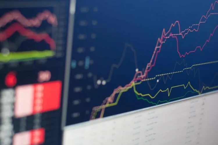 computer displaying stock market data