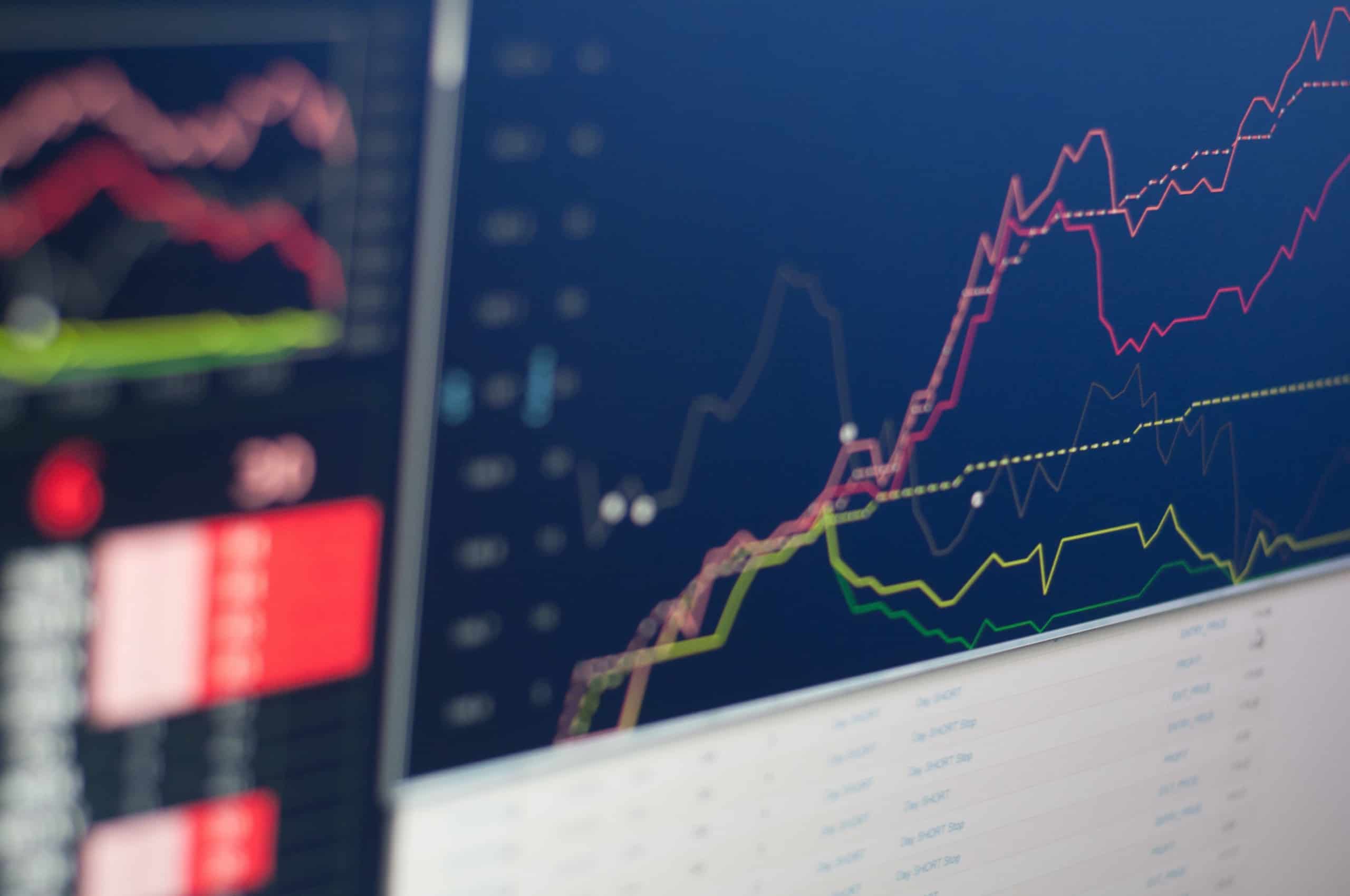 computer screen showing stock prices