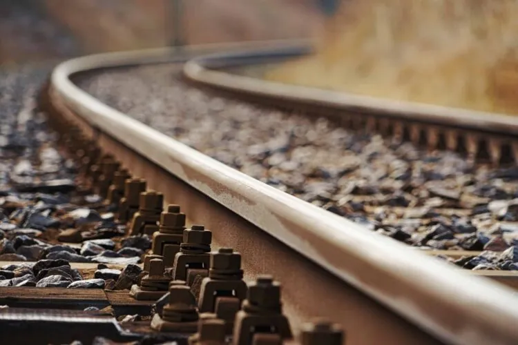 closeup of a railway