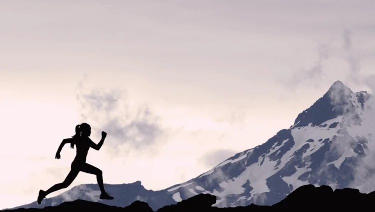 runner with mountain background