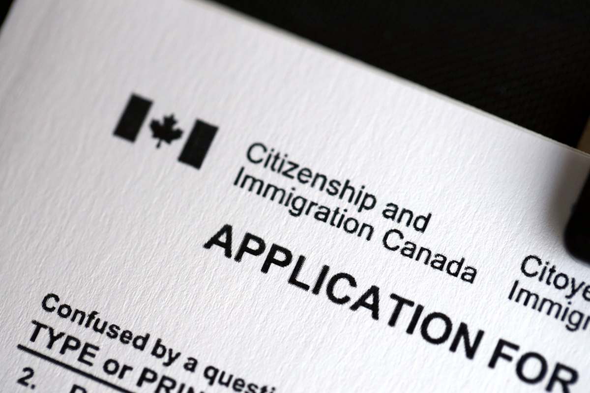 A closeup photo of a Citizenship and Immigration Canada application form