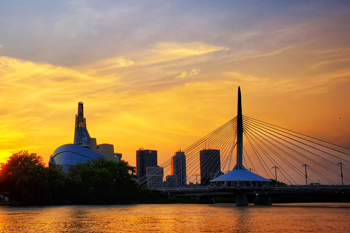 Winnipeg skyline at sunset