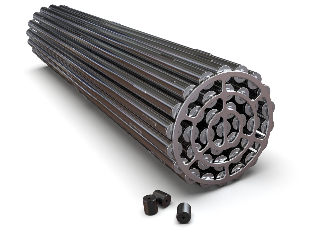 Nuclear fuel assembly isolated on white