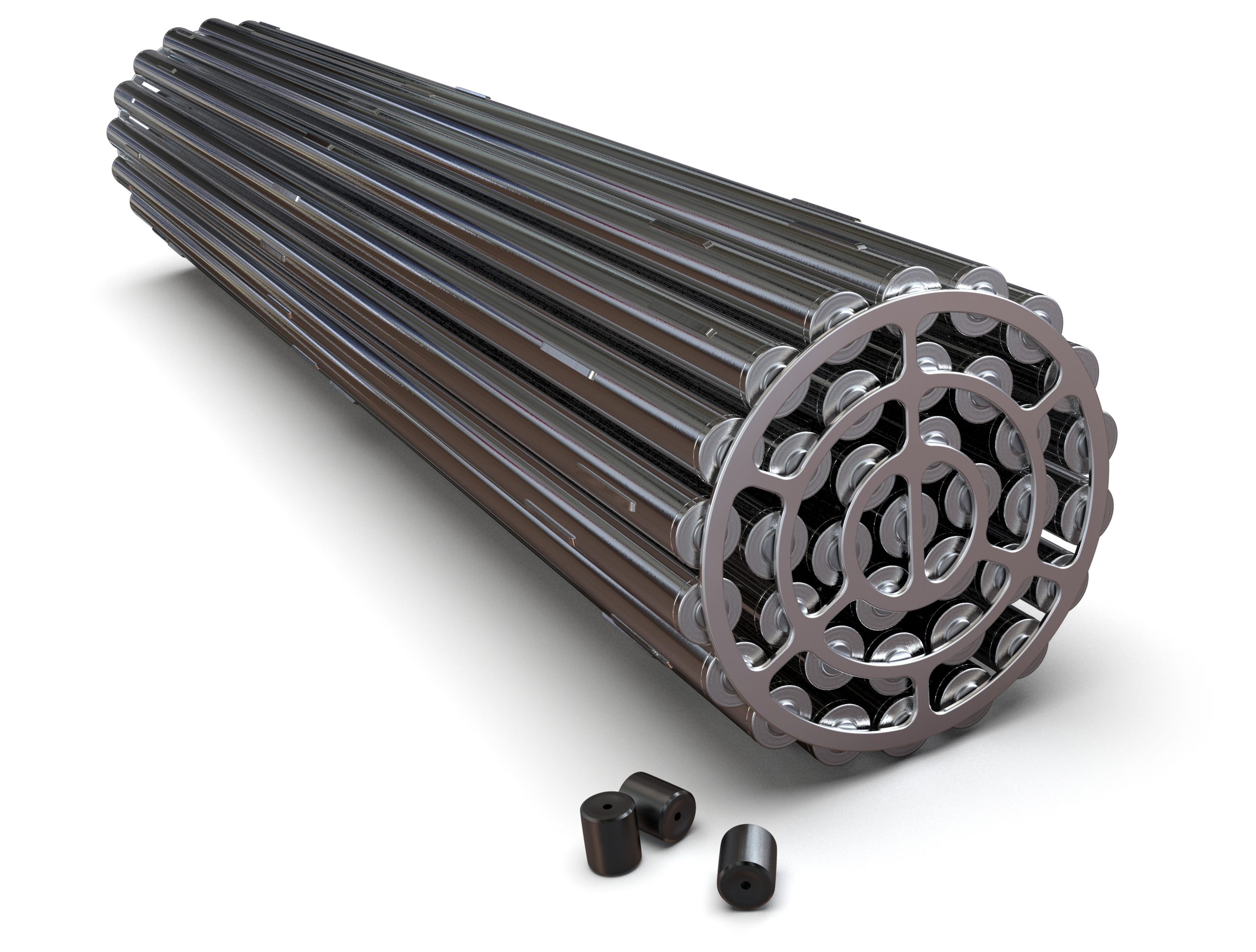 Nuclear fuel assembly isolated on white