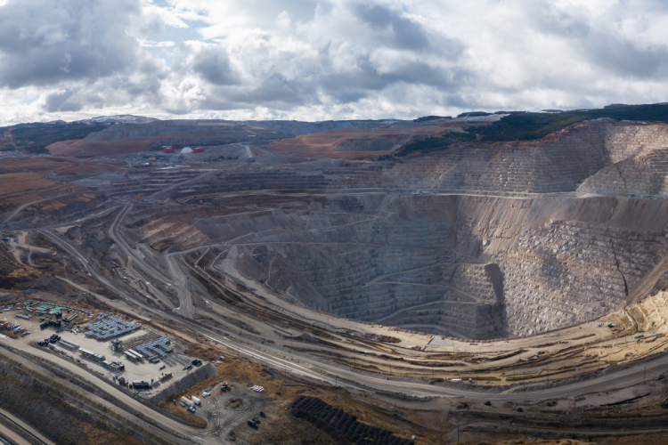 An aerial photo of a copper mine in British Columbia