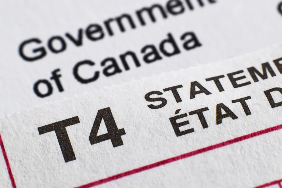 Government of Canada T4 statement closeup