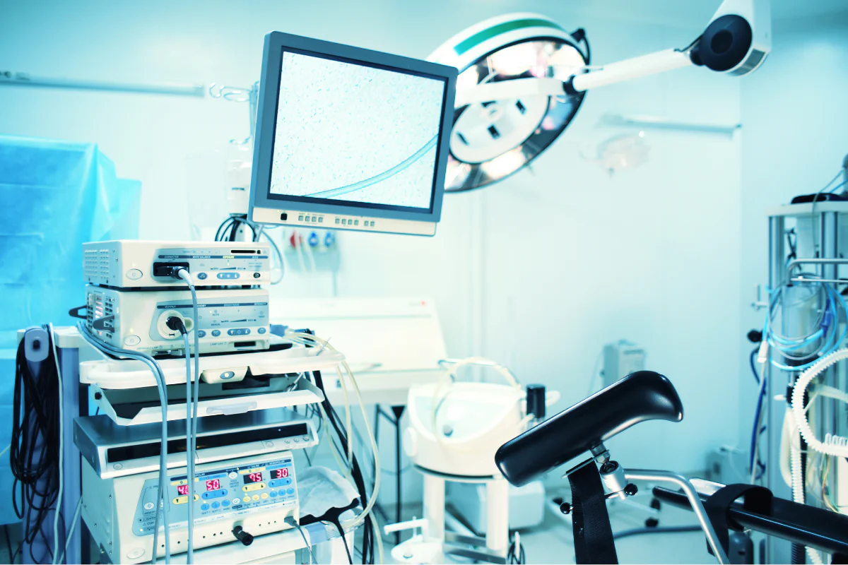 A modern hospital room with state of the art equipment