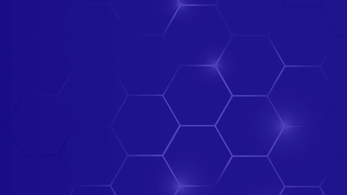 Blue background with light honeycomb graphic