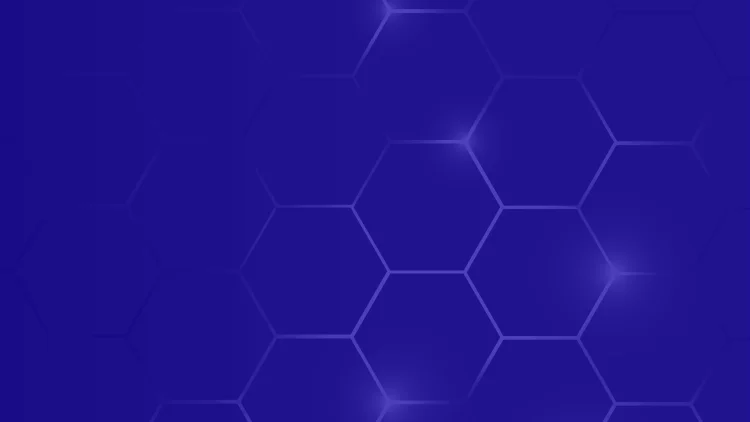 Blue background with light honeycomb graphic