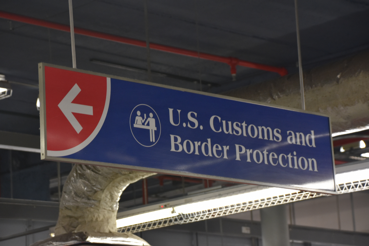 A sign reading "U.S. Customs and Border Protection"