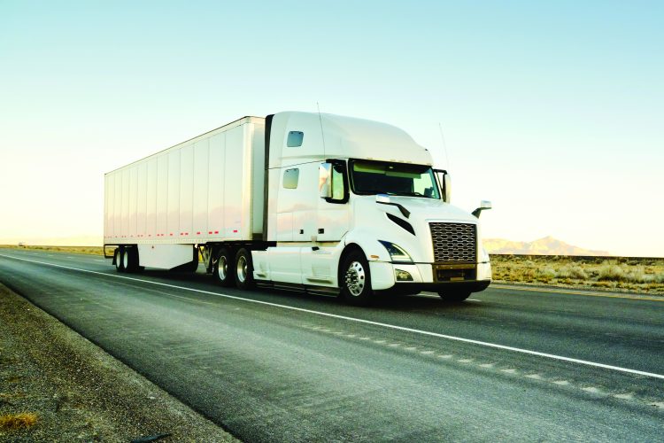 White semi truck on the road