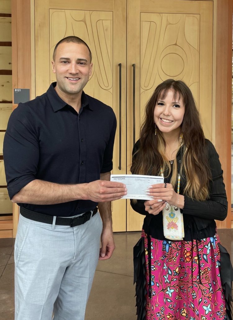 Drew Lafond presents scholarship to Sean Gray