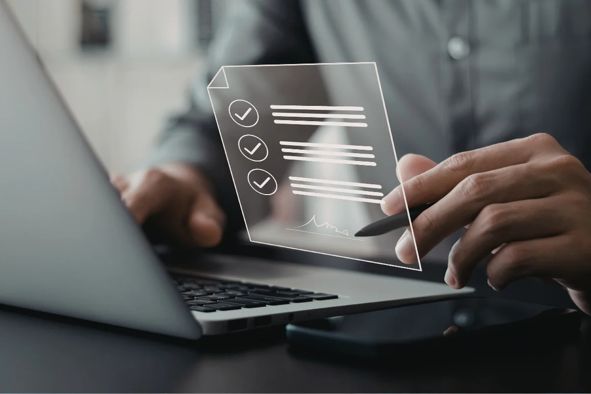 Someone working on a laptop