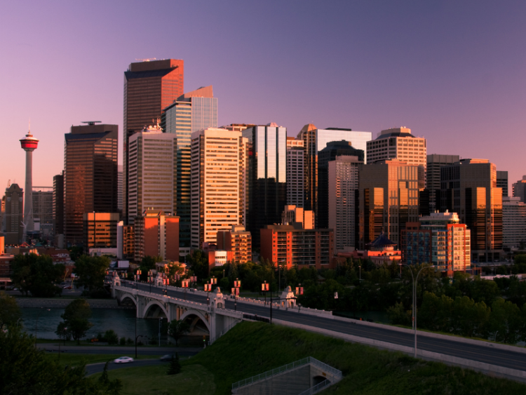 The Calgary skyline at sunrise
