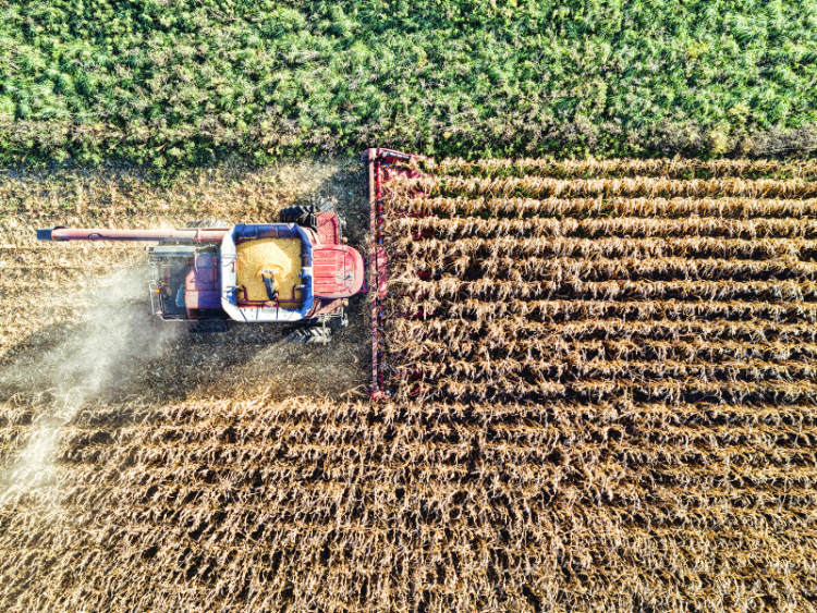 A combine from above