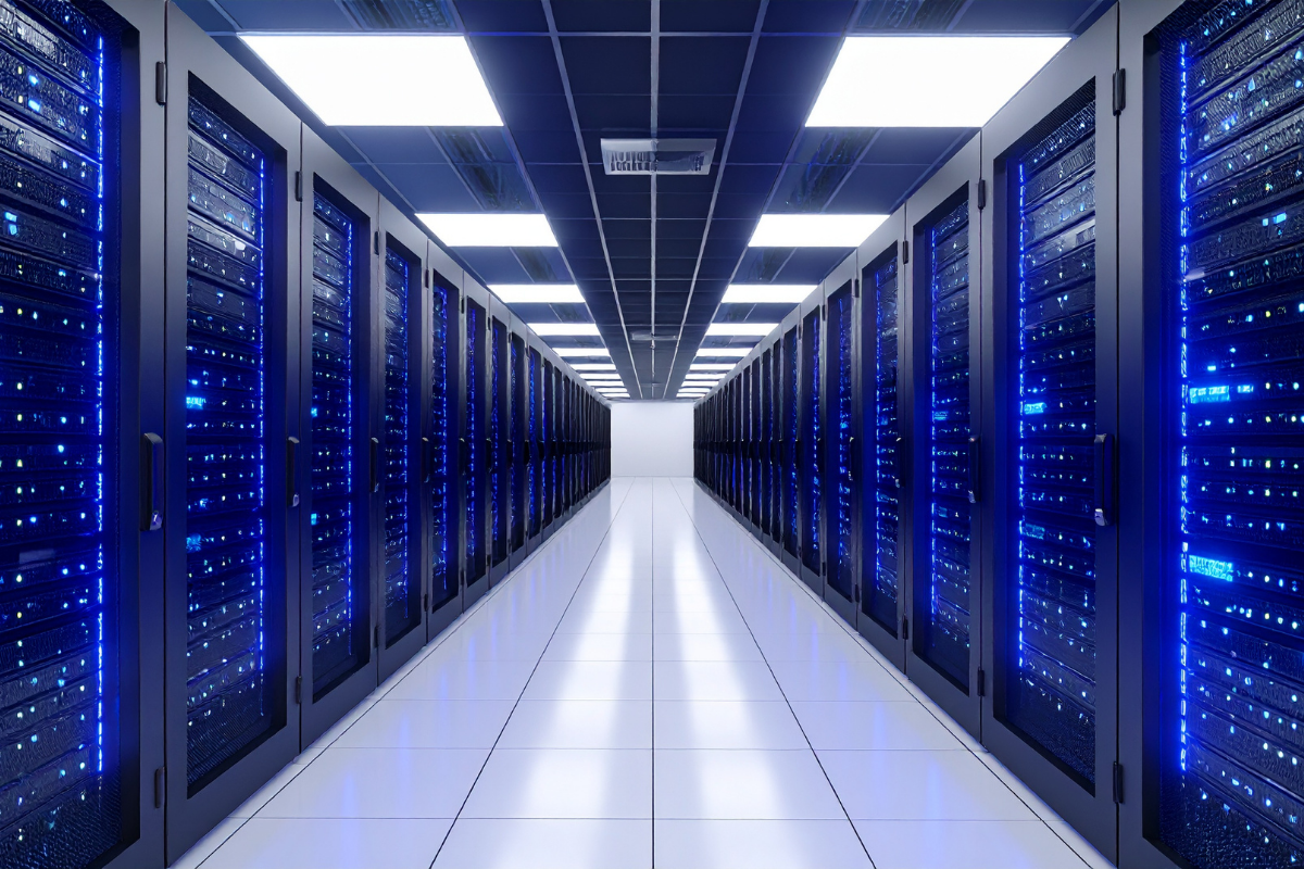 A server room in a data centre