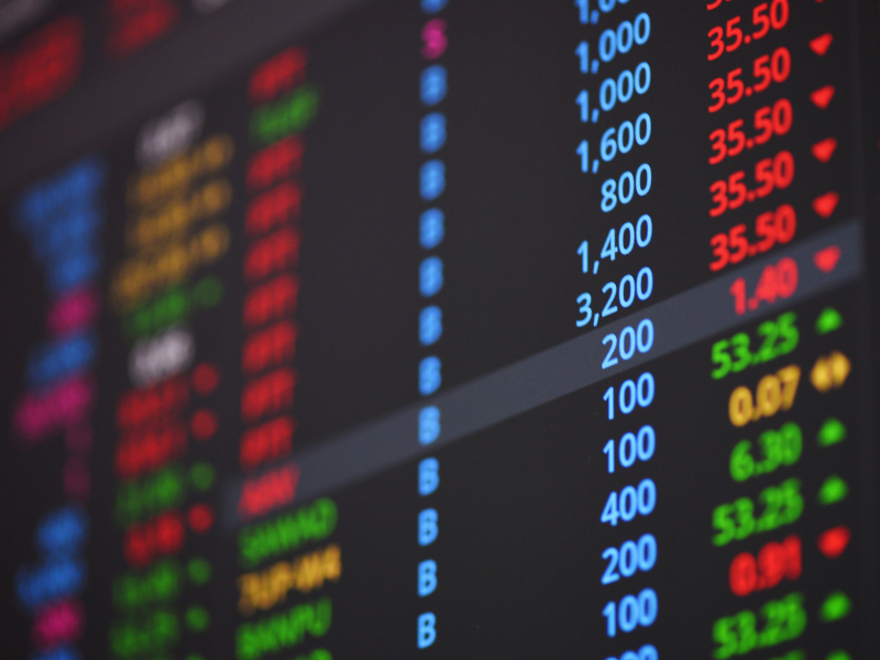 Close-up of a stock ticker