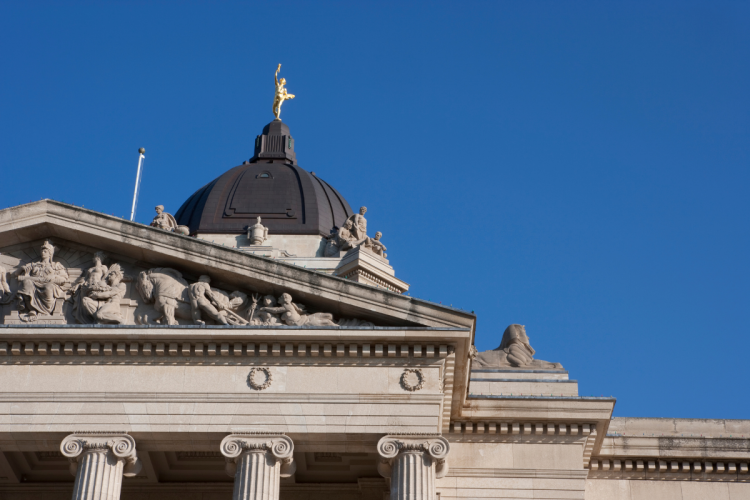 Top of Manitoba Legislative Building showing Golden Boy
