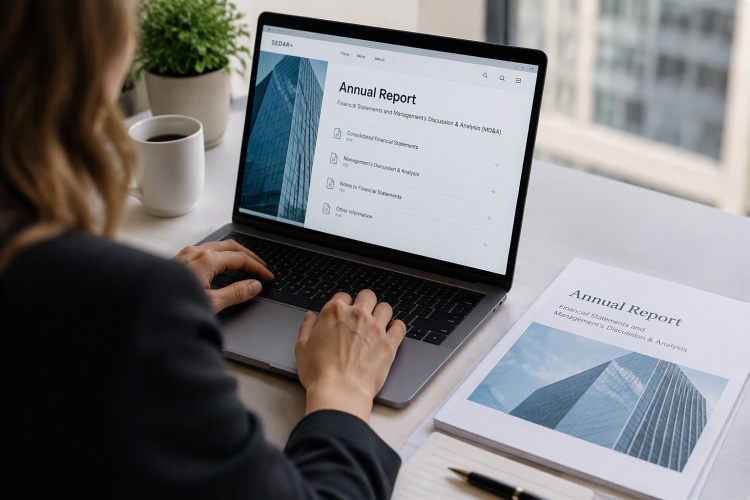 Laptop with Annual Report