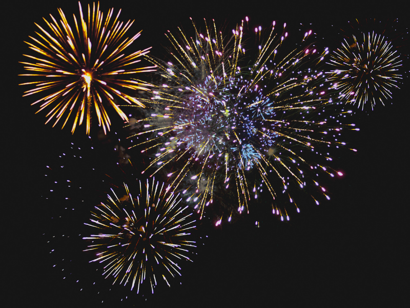 Fireworks against a black sky